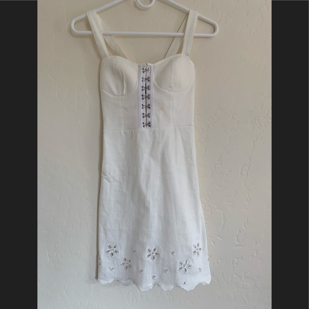 BLUE BLUSH 🤍🕊MINI-DRESS 🤍🕊 SM 🤍🕊 WHITE 🤍🕊 ZIP-UP 🤍🕊 FLOWER CUTOUT 🤍🕊